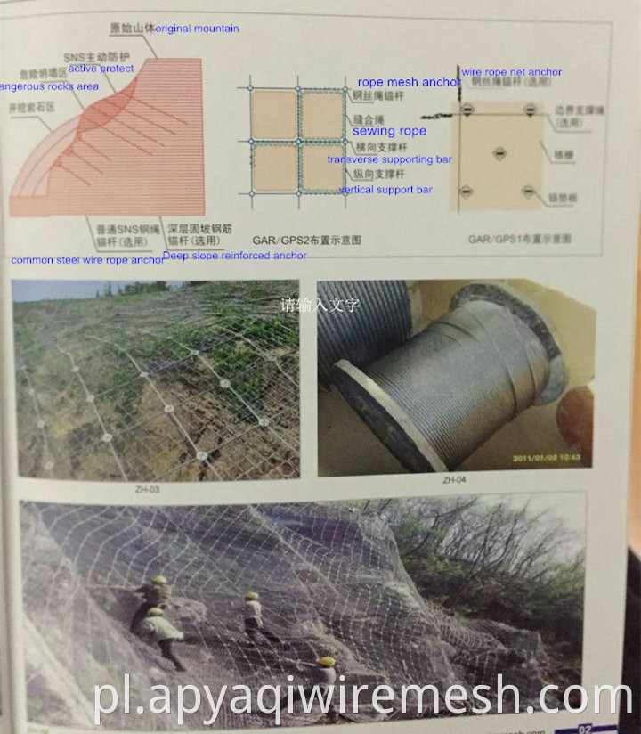 Rockfall Barrier Mesh SNS Elastyczne nachylenie systemu ochrony bezpieczeństwa System Rockfall Netting